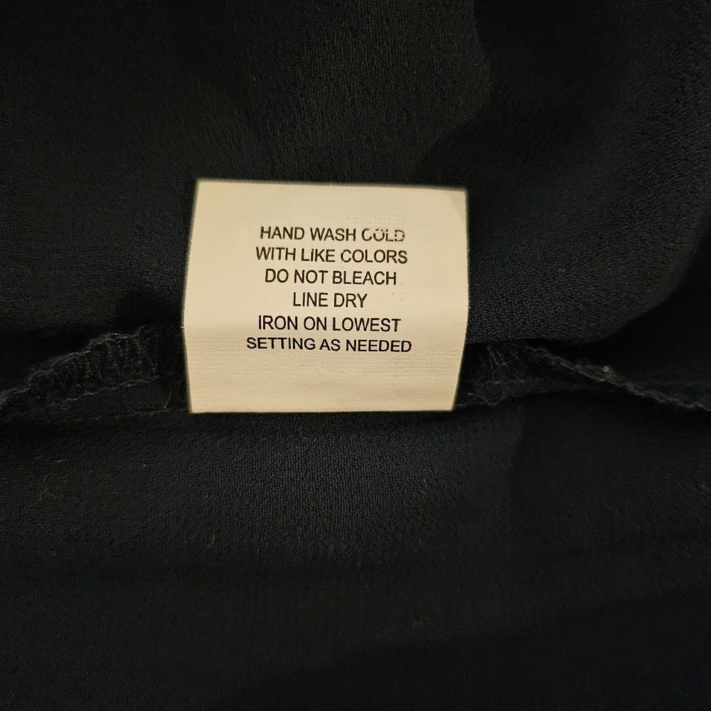 NY Collection Women's Mock Neck Navy Blue Silver Mettalic Stripe Blouse Size XL - Picture 8 of 14
